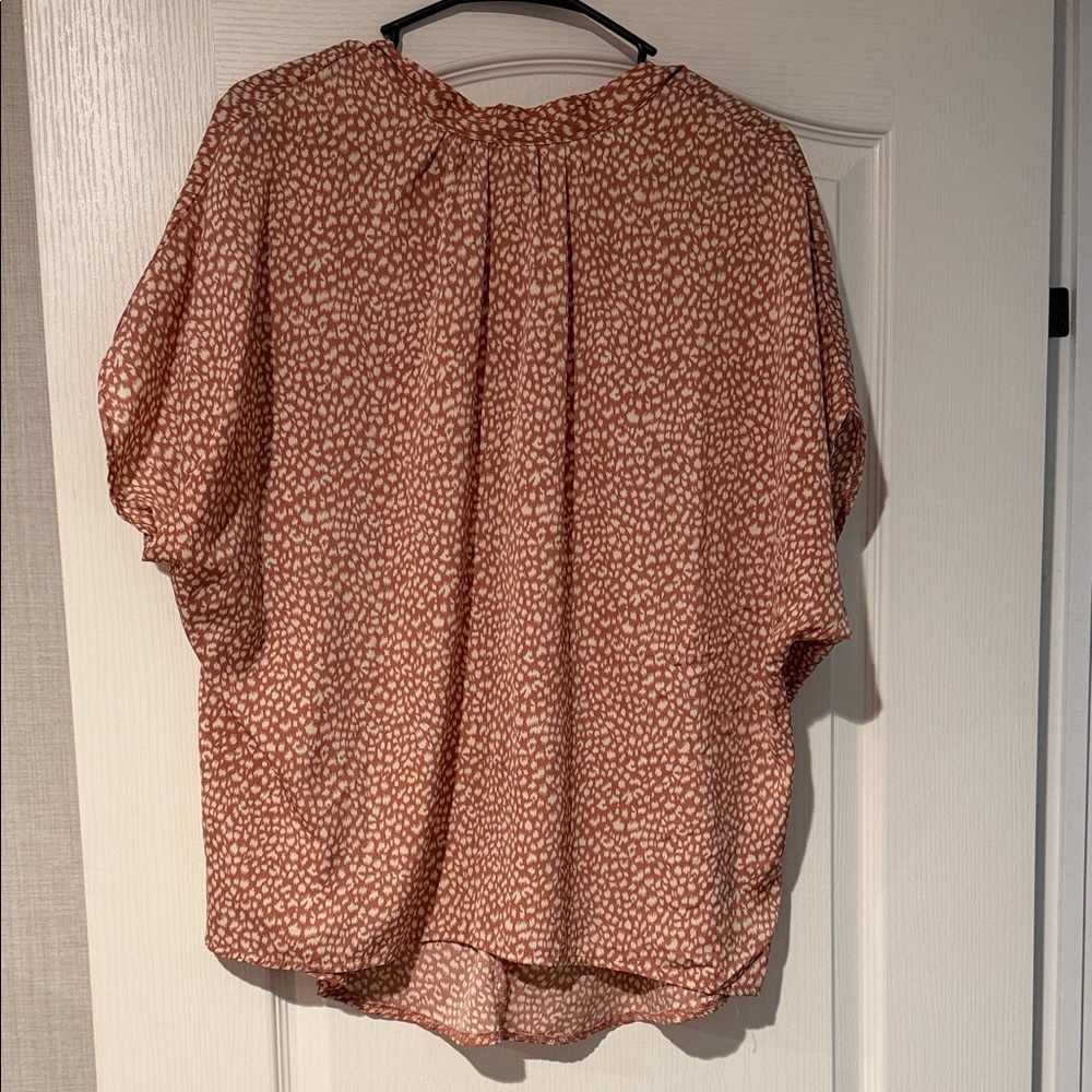 SHEIN Brown and White Patterned Blouse